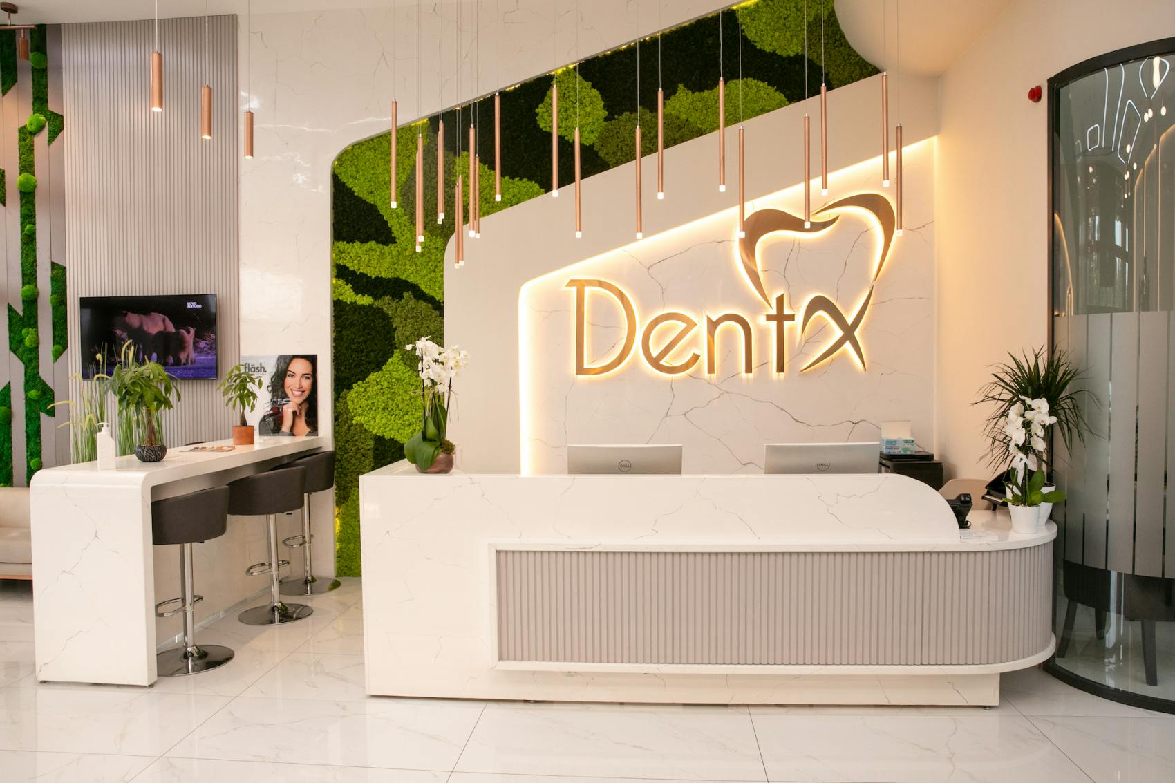 Reception area of DentX Dental Clinic